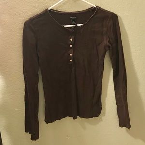 AMERICAN EAGLE OUTFITTERS BROWN BUTTON LONG-SLEEVE